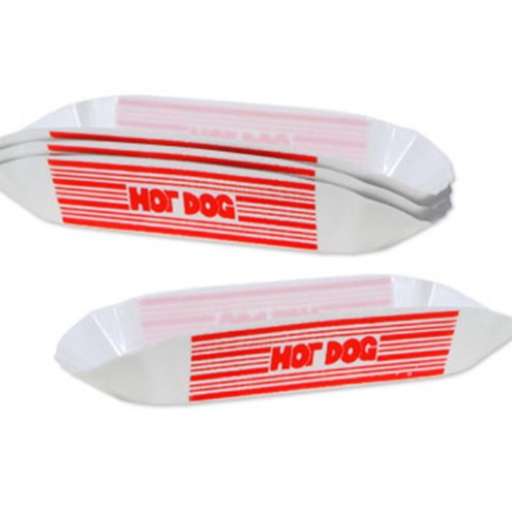 Hot Dog Holder Red/White Plastic Trays x2 4 packs